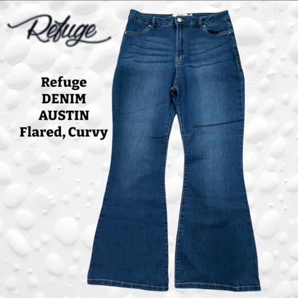 Refuge Blue Flare Jeans with High Waist NWOT Size 11 - Picture 1 of 7